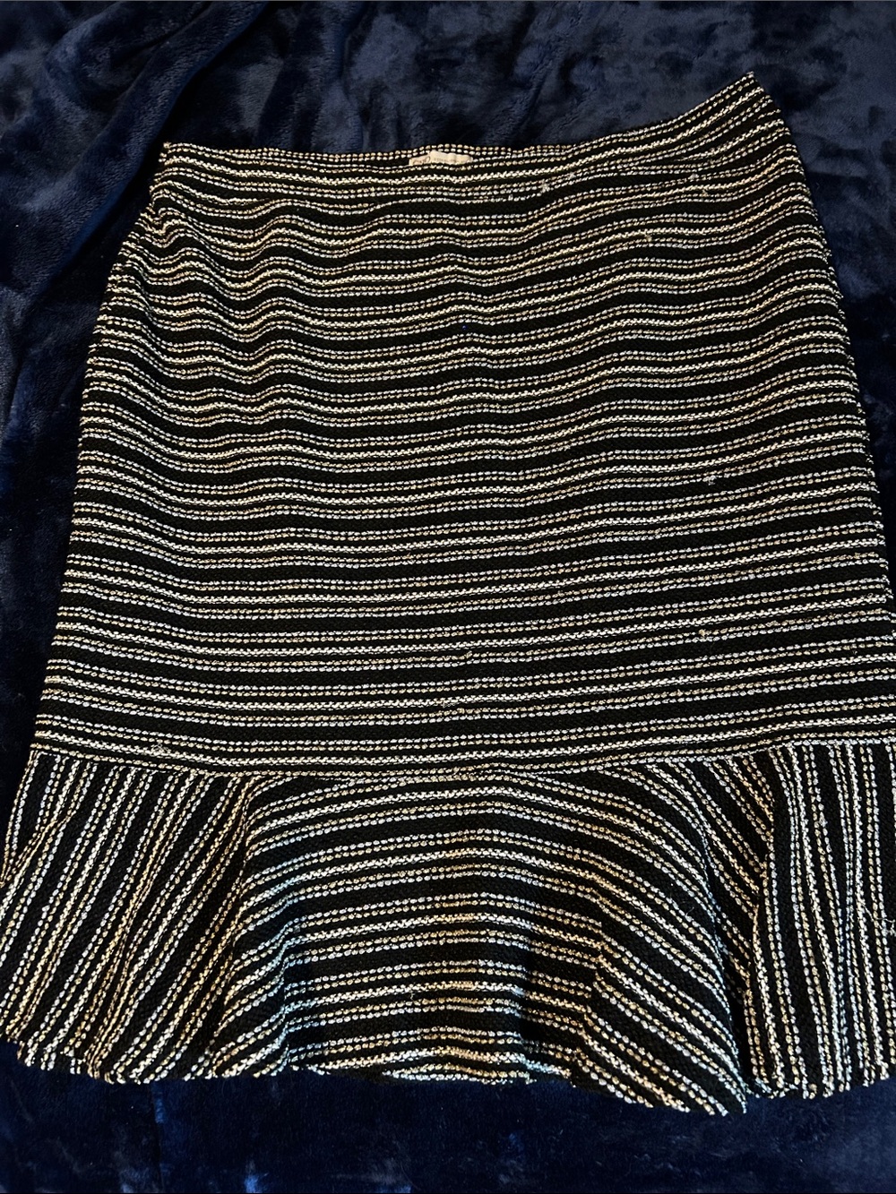 Cato Black and White Striped Pencil Skirt with Ruffle Hem